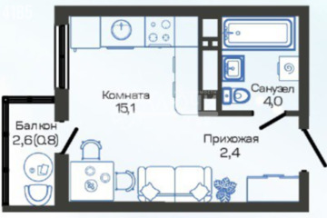 Студия, 22,3 м², 3/23 эт.