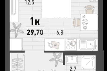 1-к квартира, 29,7 м², 2/15 эт.