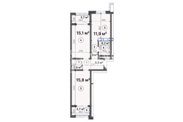 2-к квартира, 65,3 м², 9/18 эт.