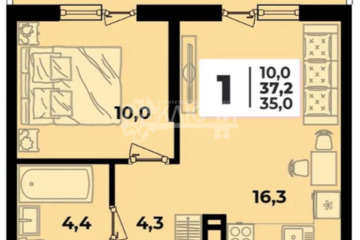 1-к квартира, 37,2 м², 8/24 эт.