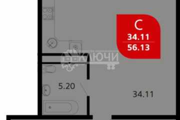 1-к квартира, 56,1 м², 5/16 эт.