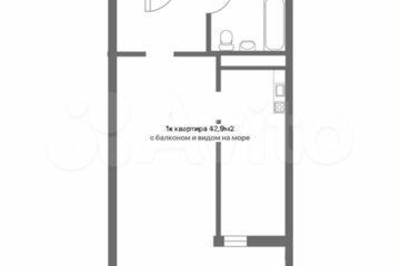 1-к квартира, 42 м², 9/12 эт.